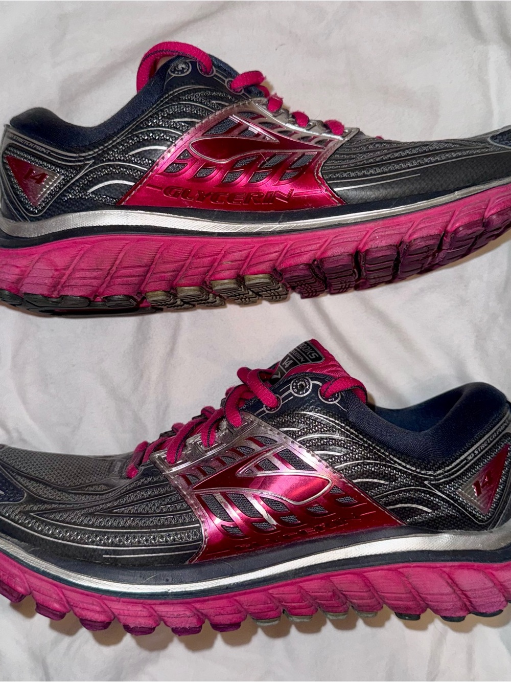 Brooks Glycerin 14 Black Pink Running Shoes Size 6.5
